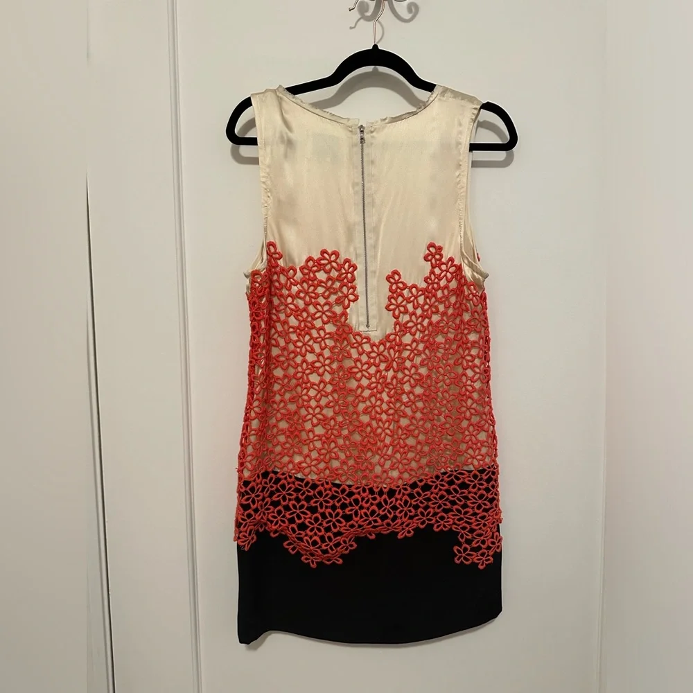 3.1 Phillip Lim cream & black silk mini dress with orange floral embroidery - 8 - Picture 8 of 12